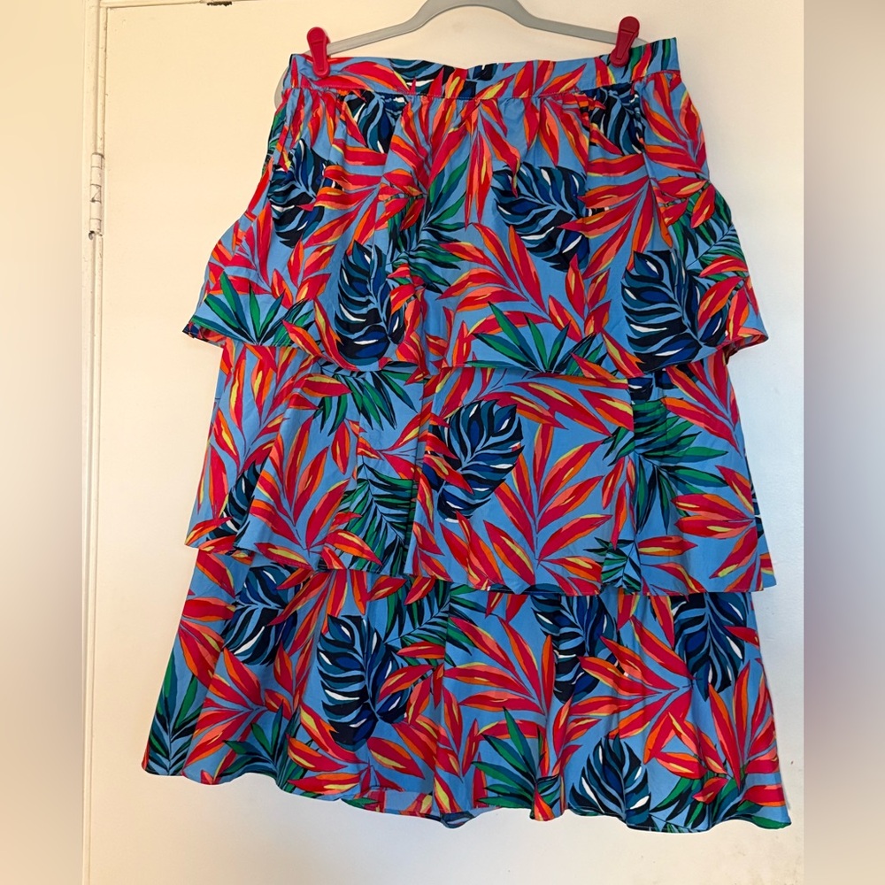 Tabitha Brown x Target Tropical Print Tiered Midi Skirt EUC